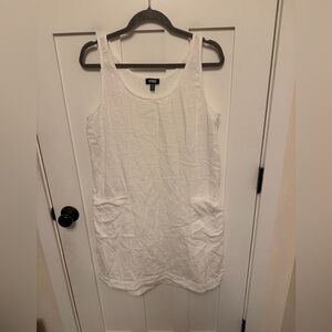 AIMEE KESTENBERG White Cotton Gauze Sleeveless Dress Size Medium front pockets